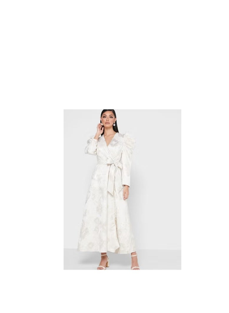 انوتا فستان ملفوف بأكمام منتفخة - Image 1