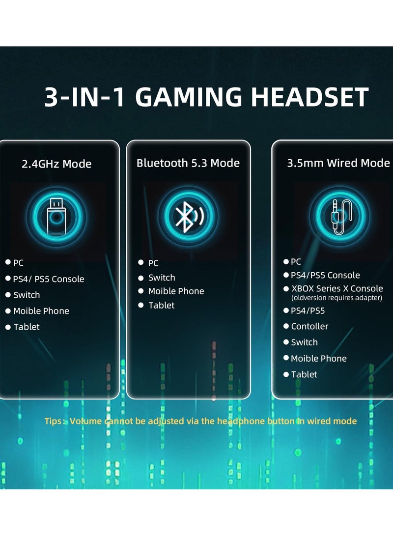 هجوم القرش سماعة الألعاب اللاسلكية L80PRO Lightseed Tech - ميكروفون مزدوج مدمج وقابل للفصل - سماعة رأس خفيفة الوزن مع وضع ثلاثي (2.4 جيجاهرتز USB C&A Dongle / BT / سلكي) - لأجهزة الكمبيوتر الشخصية Mac PS4 PS5 Switch Windows - أبيض - Image 3