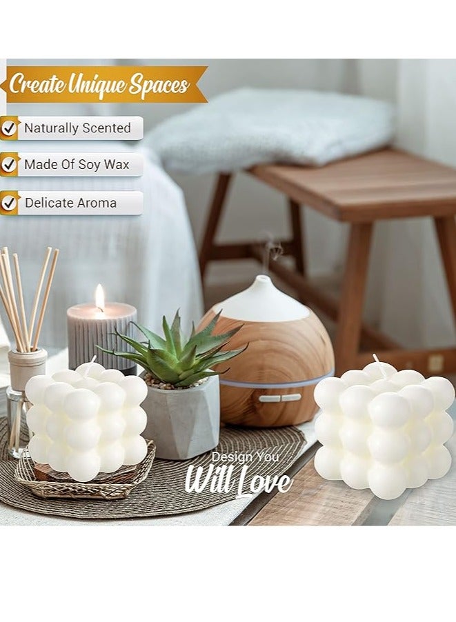 2 Pcs Bubble Candle Bubble Candles Color White Home Decoration Bright Candle Trendy Candles Handmade Cube Candle for Bedroom Bathroom Decorations Aesthetic Abstract Decor Set - Image 2
