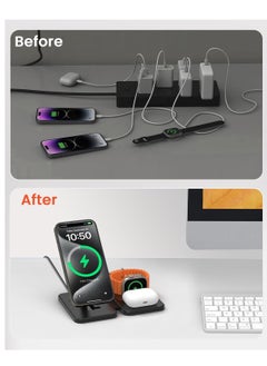 XICEN 3 in 1 Wireless Magnetic Charger Charging Station for iPhone 15/14/13/12/Pro Max/mini and Apple Watch Ultra-2  - Image 2