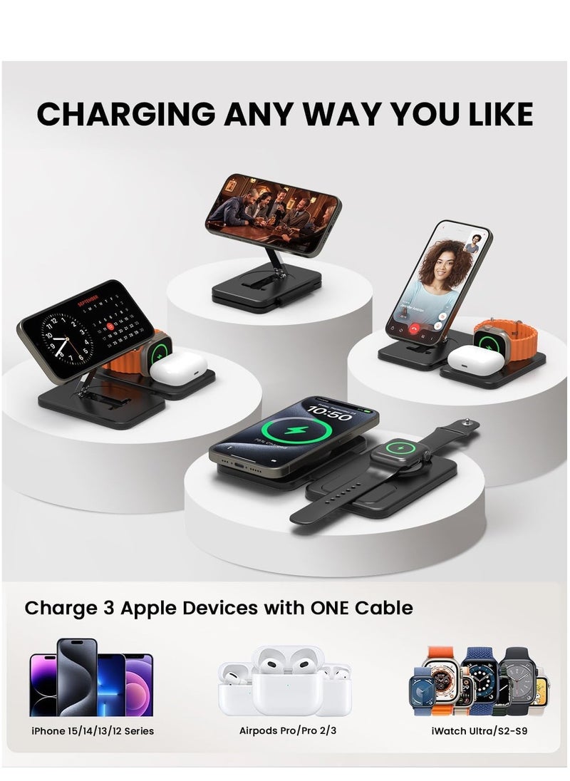 XICEN - 3 in 1 Wireless Magnetic Charger Charging Station for iPhone 15/14/13/12/Pro Max/mini and Apple Watch Ultra-2 - Image 1