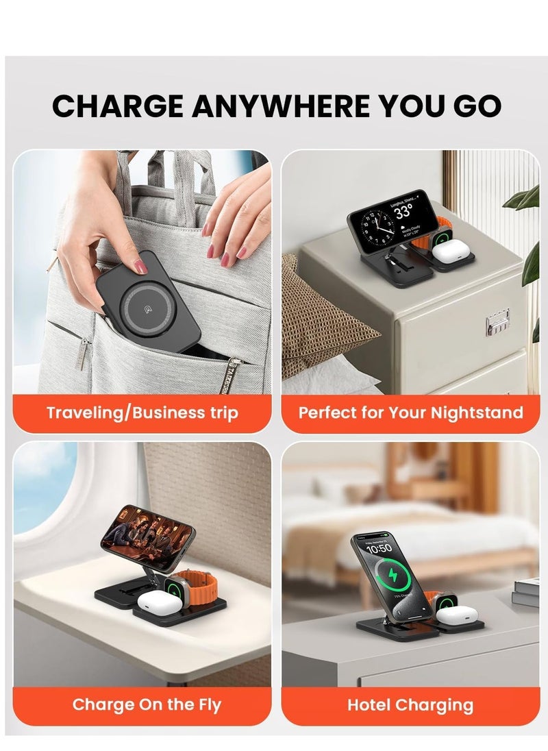 XICEN - 3 in 1 Wireless Magnetic Charger Charging Station for iPhone 15/14/13/12/Pro Max/mini and Apple Watch Ultra-2 - Image 1