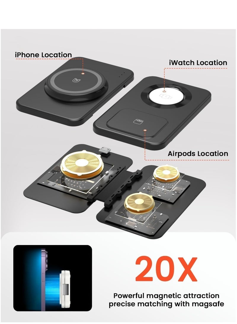 XICEN - 3 in 1 Wireless Magnetic Charger Charging Station for iPhone 15/14/13/12/Pro Max/mini and Apple Watch Ultra-2 - Image 1