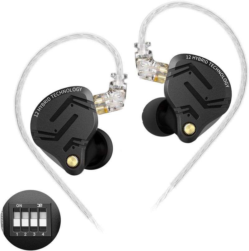 Kinboofi Flexible trendy construction KZ ZS12 PRO X in Ear Monitor, IEM Earphones, 1DD+5BA Hybrid Wired Earbuds, KZ Gaming Earphones,Best in Ear Headphones with 2PIN Cable for Audiophile (Dark Black,Tunable Version, NO Microphone) Gulf climate tested upgraded quality - Image 1