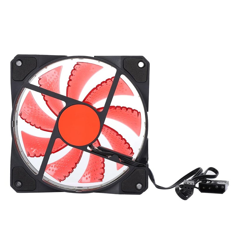 15 مروحة تبريد حاسوب LED حمراء 120 مم 1200 دورة في الدقيقة صامتة وسادة تبريد حاسوب - Image 2