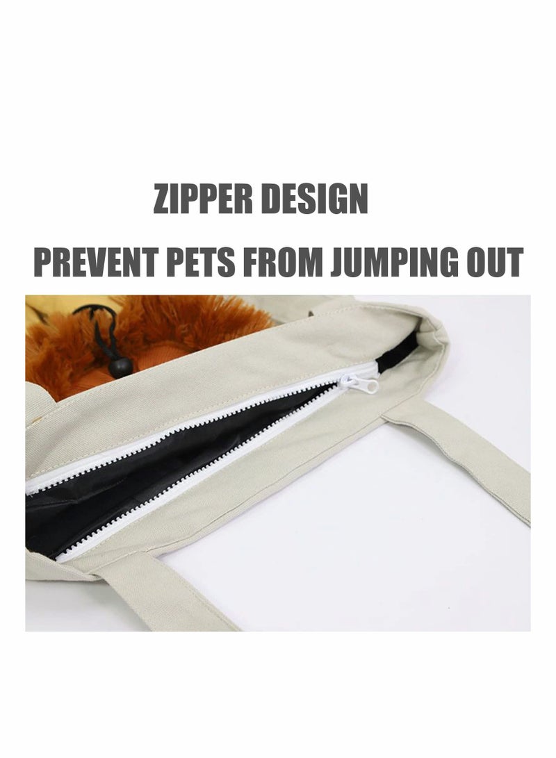 Zikra Cartoon Lion Pet Canvas Carrier Shoulder Bag Portable Small Cat Out Foldable Carrying Chest for Dogs and Cats Supplies Grey - Image 4