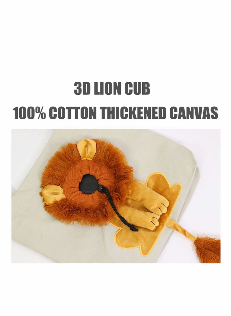 Zikra Cartoon Lion Pet Canvas Carrier Shoulder Bag Portable Small Cat Out Foldable Carrying Chest for Dogs and Cats Supplies Grey - Image 3