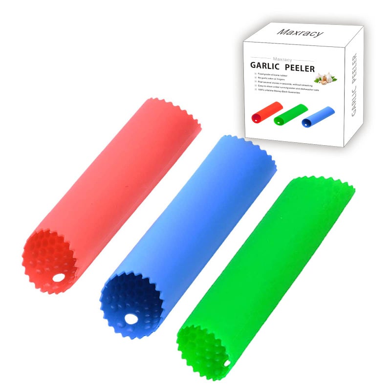 Maxracy Garlic Peeler Tube Silicone Garlic Roller Easy to Peel Garlic Cloves Useful Kitchen Tool for Garlic3colors