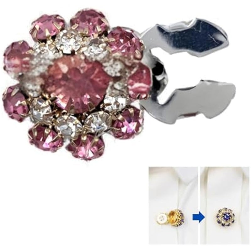 Rhinestone on Covers, on Covers for Women Blouses, Detachable Shirt on Clips ons Jewelry, Crystal Fancy ons for Clothing Decorative ons for Crafting, DIY (24PCS) F - Image 1