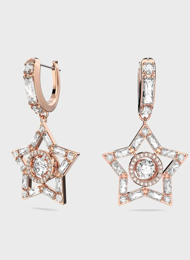 SWAROVSKI Stella Rhinestone Star Rose-Gold Tone Plated Drop Earrings