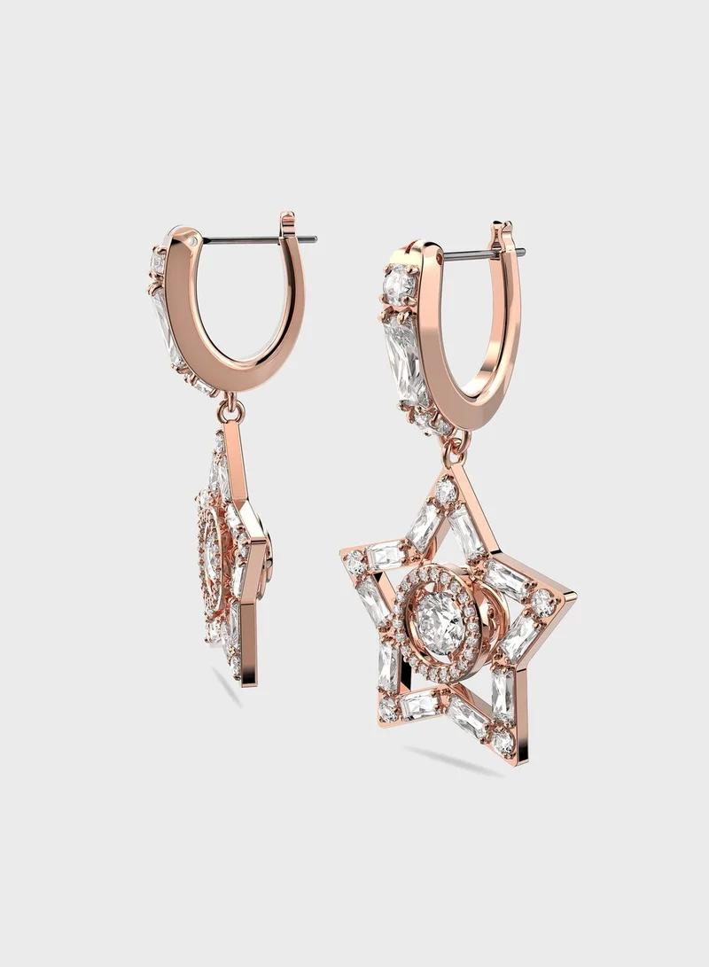 SWAROVSKI Stella Rhinestone Star Rose-Gold Tone Plated Drop Earrings