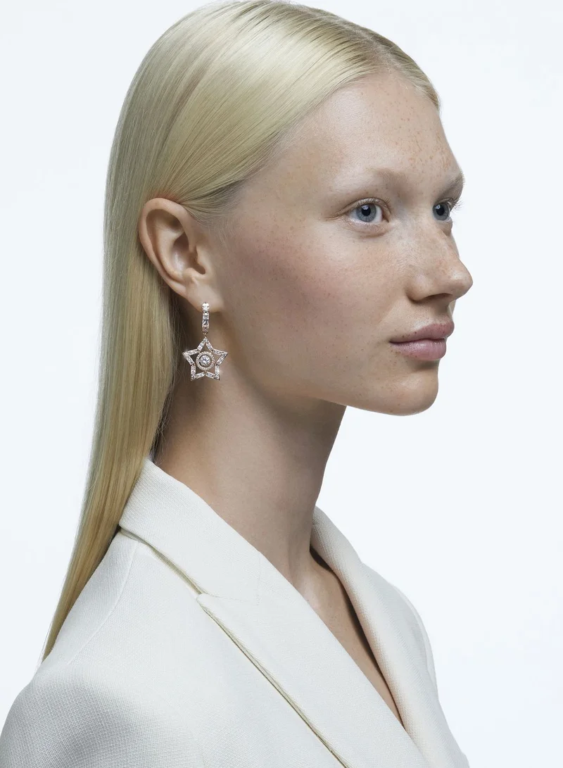 SWAROVSKI Stella Rhinestone Star Rose-Gold Tone Plated Drop Earrings