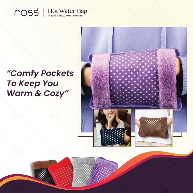 ROSS Electric Hot Water Bag & Heating Pad – Pain Relief Solution with Hand Warmer Pockets, Soft Fabric, Fast Heating, Ideal for Back Pain, Cramps & Winter Comfort (Multicolour) - Image 4