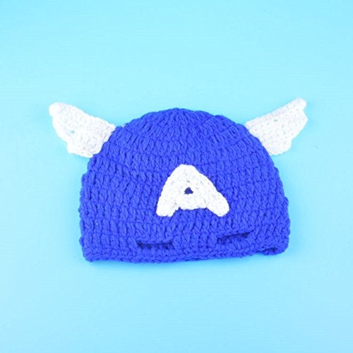 Pinbo Newborn Baby Boys Photography Prop Crochet Knitted Hat Cape Blue - Image 4