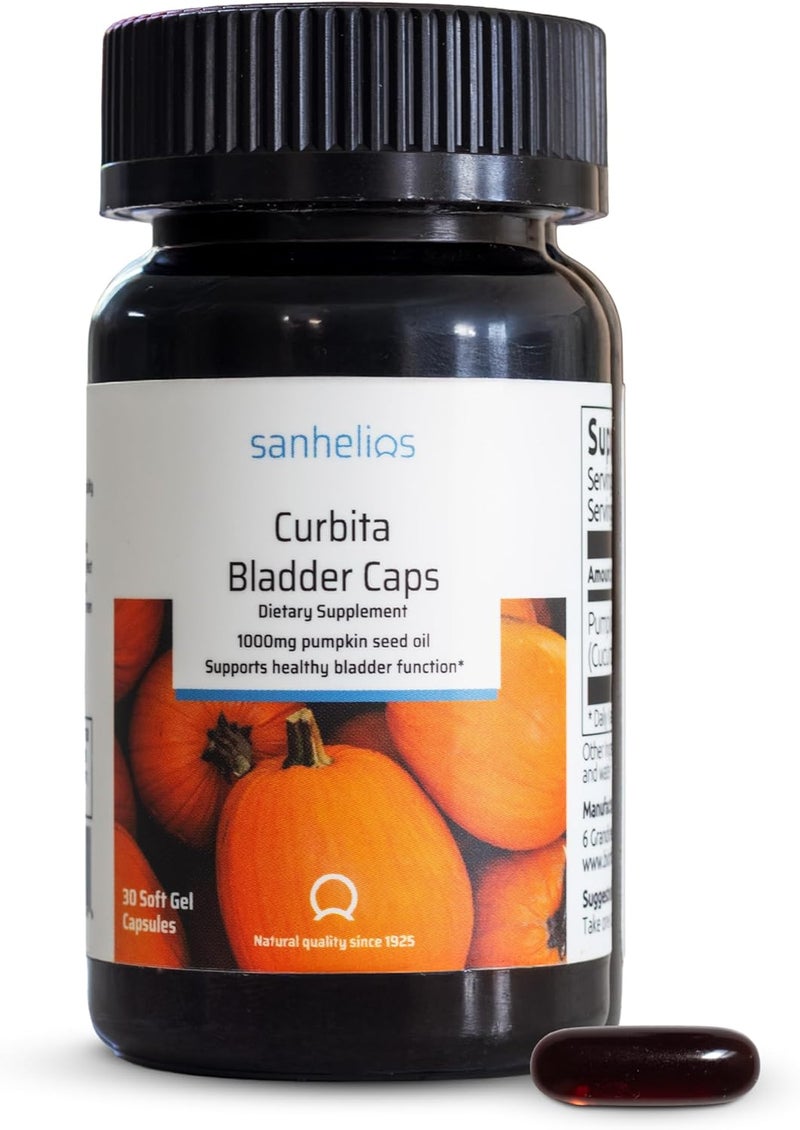 Sanhelios Curbita Bladder Caps - 1000mg European Pumpkin Seed Oil Dietary Supplement (30 Softgels) - Image 1