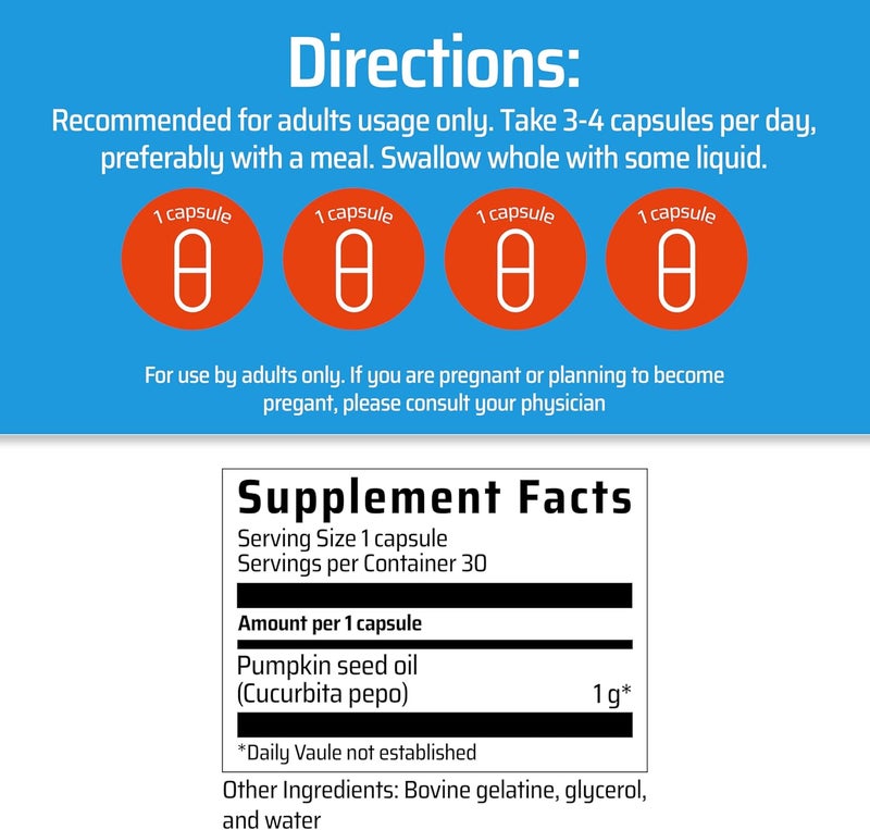 Sanhelios Curbita Bladder Caps - 1000mg European Pumpkin Seed Oil Dietary Supplement (30 Softgels) - Image 4