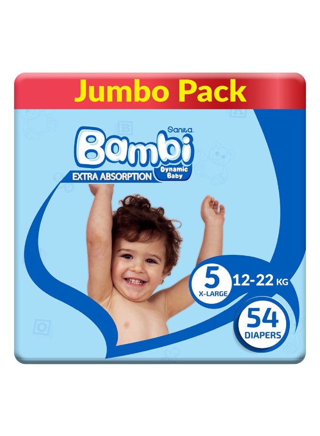 Sanita Bambi Size 5, Xl, 12-22 Kg, Jumbo Pack, 54 Diapers