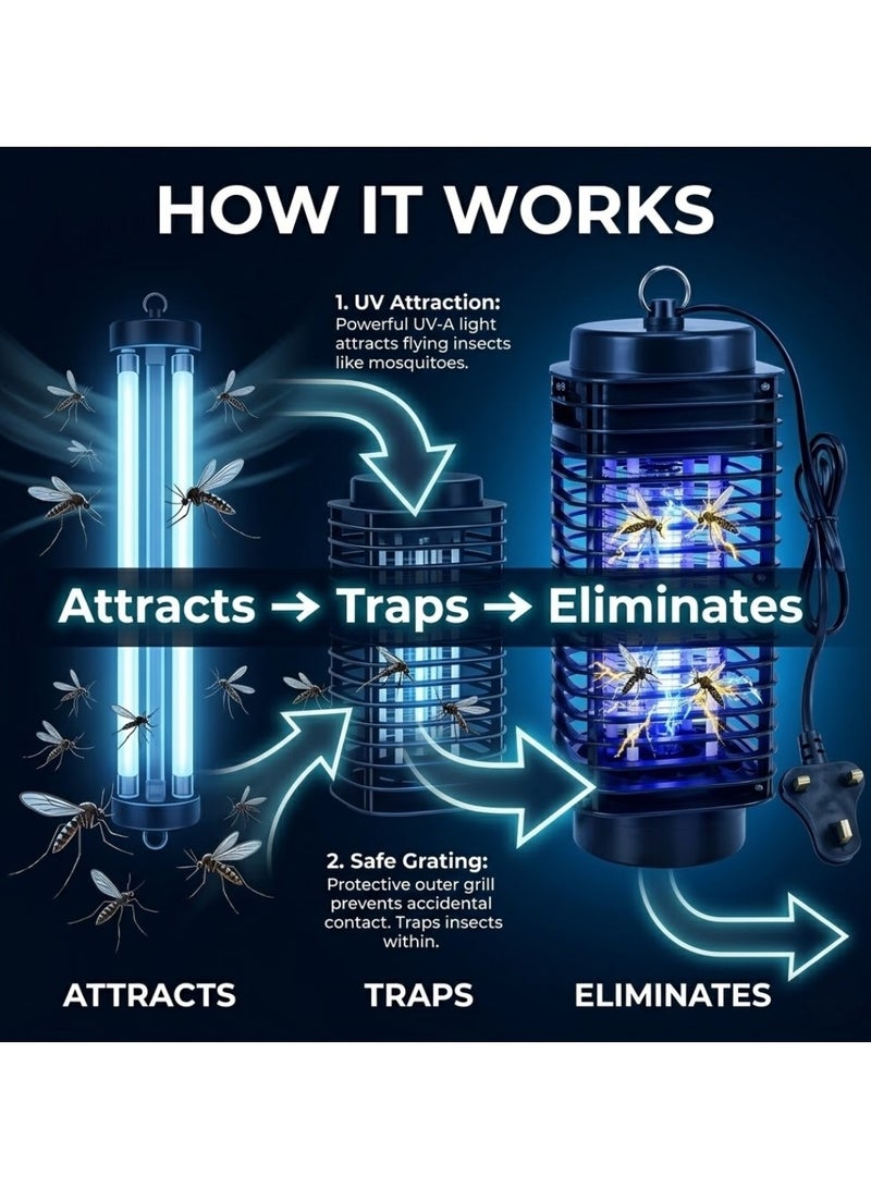 Lukadah Electric Mosquito Killer Lamp - 220V to 240V Indoor UV Bug Zapper Light 3 Pin Plug Fly Insect Killer Machine for Home, Kitchen, Bedroom, Office, Outdoor - Chemical Free Pest Control Device - Image 3