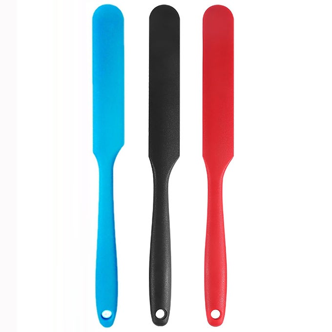 SILICONE SKINNY SPATULA SCRAPER FOR JARS LONG HANDLE SOURDOUGH SPATULA 3 PCS