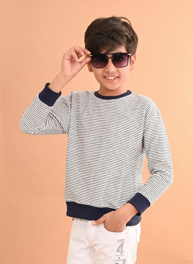 ليل بيكس سويت شيرت مخطط بياقة دائرية - Image 1