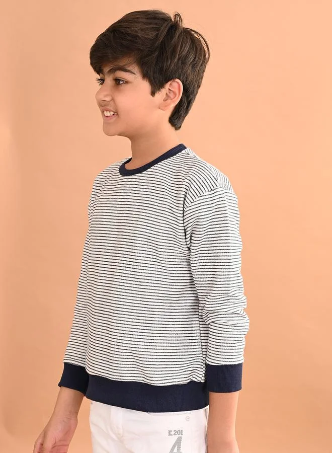 LILPICKS Striped Round Neck Sweatshirt by Styli
