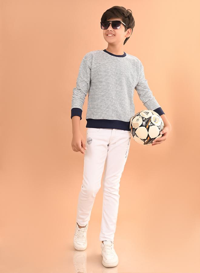 ليل بيكس سويت شيرت مخطط بياقة دائرية - Image 2