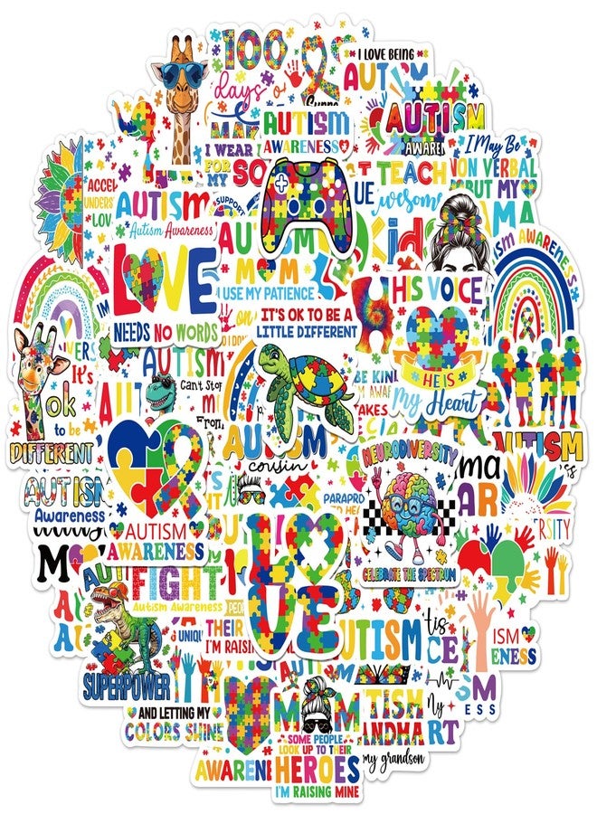 Eclazul Autism Awareness Stickers Stuff - 50 Pcs Cute Acceptance Month Gifts for Autistic Kids Teacher Classroom Decals Decorations Accessories Bulk for Book Keyboard Journaling Water Bottle Planner - Image 1