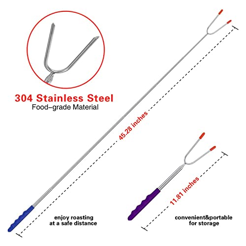 Briout Marshmallow Roasting Sticks 12 Colors Extra Long 45'' Stainless Telescoping Hot Dog Smores Skewers Kids Safe Barbecue Forks for Campfire, Bonfire and Grill(12 Count) - Image 3