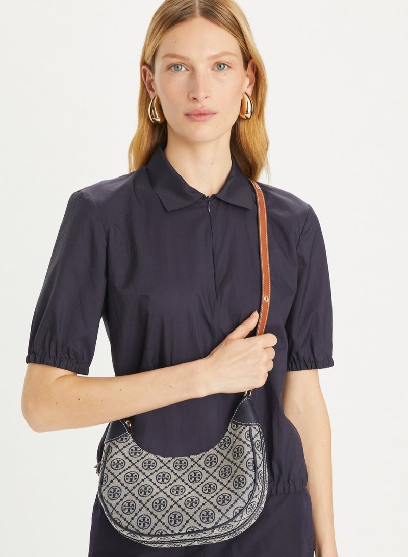 Burch Tory Burch Logo Print Leather Crescent Bag Tote Shoulder Bag - Image 5