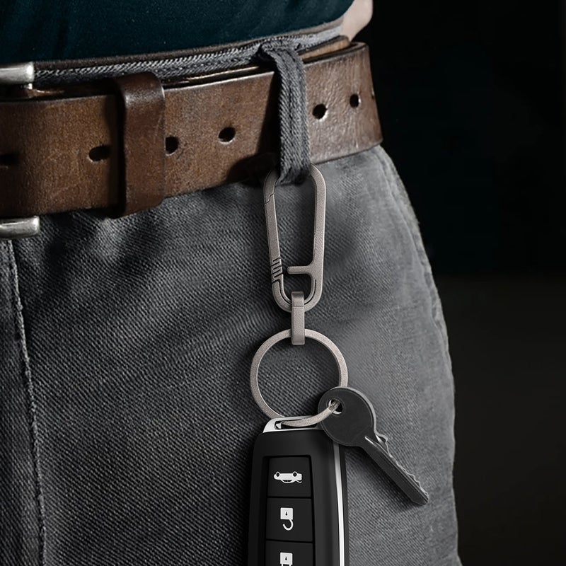 Titanium alloy car keychain men women high-grade waist hanging multifunctional stainless steel key chain ring ring personalised pendant A models Horse mouth box packaging - Image 5