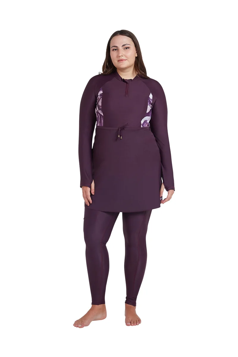 COEGA SUNWEAR COEGA Ladies  Modest Two-piece Skirted Swim Set - Dusky Purple Textures