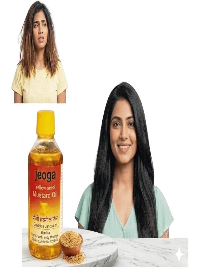 جيوغا زيت بذور الخردل الأصفر من جيوجا لنمو الشعر، ومكافحة القشرة، وتدليك الجسم، زيت براسيكا جونسا، 400 مل، مضاد للقشرة، مكثف، للتحكم في تساقط الشعر، تركيبة أيورفيدية، مناسب للبشرة الجافة والحكة، غير لزج، عضوي للعناية - Image 1