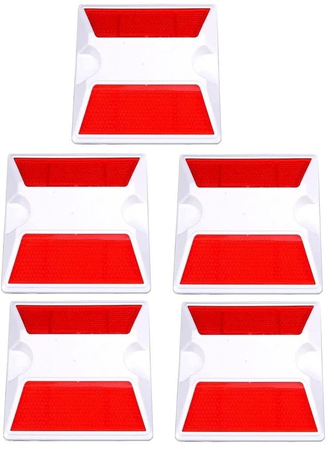 TheMujtaba Road Reflector, white Plastic Reflective Studs Road Safety Base with Reflector, Pack of 5 Pieces - Image 1