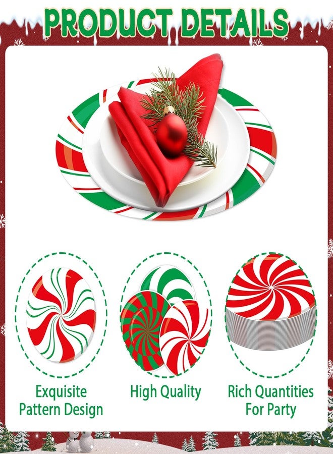 OBUSATT 100Pcs Disposable Christmas Candy Place Mats Christmas Red Green Sweets Paper Table Mats Winter Holiday Placemats Xmas Peppermint Candy Party Dining Table Decorations for Kids Home Kitchen - Image 3