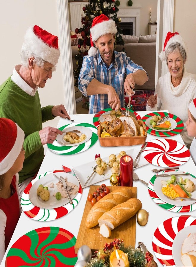 OBUSATT 100Pcs Disposable Christmas Candy Place Mats Christmas Red Green Sweets Paper Table Mats Winter Holiday Placemats Xmas Peppermint Candy Party Dining Table Decorations for Kids Home Kitchen - Image 5