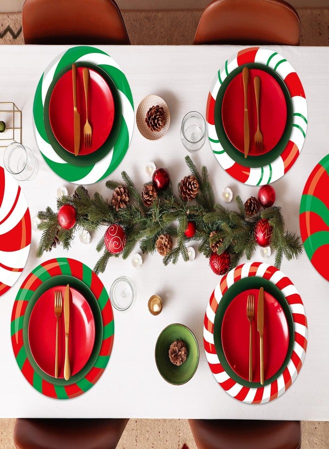 OBUSATT 100Pcs Disposable Christmas Candy Place Mats Christmas Red Green Sweets Paper Table Mats Winter Holiday Placemats Xmas Peppermint Candy Party Dining Table Decorations for Kids Home Kitchen - Image 4