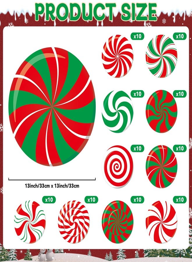 OBUSATT 100Pcs Disposable Christmas Candy Place Mats Christmas Red Green Sweets Paper Table Mats Winter Holiday Placemats Xmas Peppermint Candy Party Dining Table Decorations for Kids Home Kitchen - Image 2
