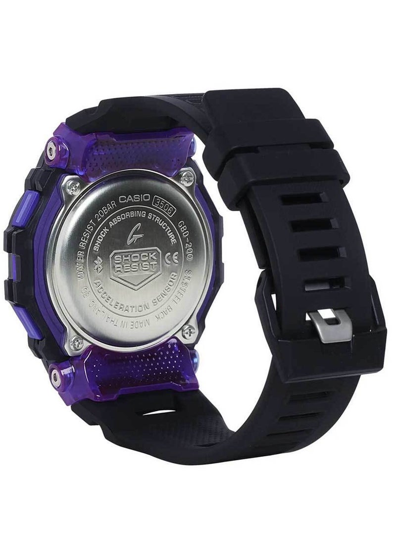 CASIO G-shock Digital Black Resin Band G-squad Vital Bright Series Men's Watch GBD-200SM-1A6  - Image 5