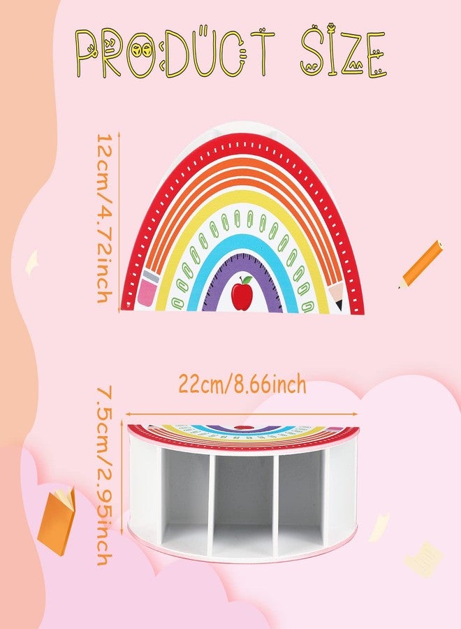 Faccito Wooden Rainbow Pencil Holder Rainbow Teacher Appreciation Gifts Pen Holder Desk Organizer for Kids End of Year Last or First Day Gifts School Desk School Office Supplies - Image 2