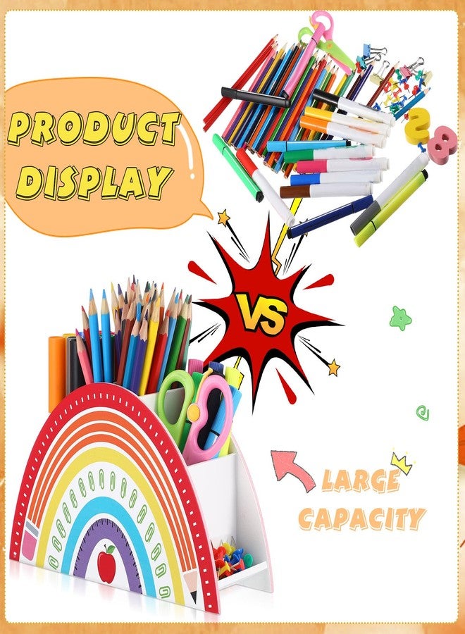 Faccito Wooden Rainbow Pencil Holder Rainbow Teacher Appreciation Gifts Pen Holder Desk Organizer for Kids End of Year Last or First Day Gifts School Desk School Office Supplies - Image 4
