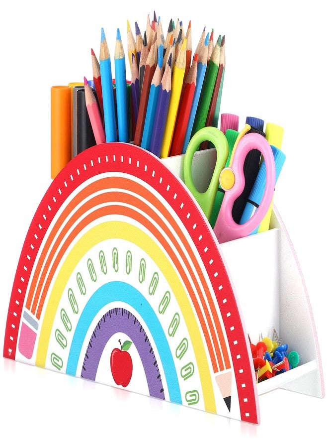Faccito Wooden Rainbow Pencil Holder Rainbow Teacher Appreciation Gifts Pen Holder Desk Organizer for Kids End of Year Last or First Day Gifts School Desk School Office Supplies - Image 1