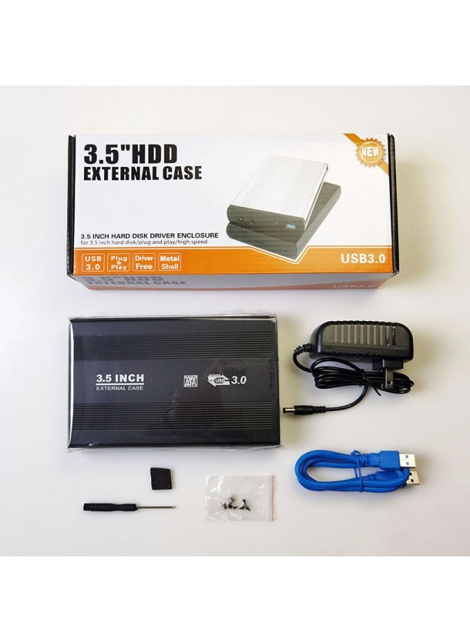 3.5 Inch SATA Serial Port To USB3.0 Desktop External Aluminum Alloy Mobile Hard Disk Box-Color:U35E3.0 Black European Gauge  - Image 5