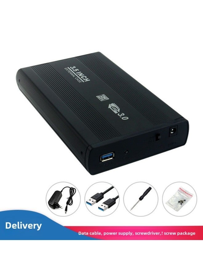3.5 Inch SATA Serial Port To USB3.0 Desktop External Aluminum Alloy Mobile Hard Disk Box-Color:U35E3.0 Black European Gauge  - Image 1
