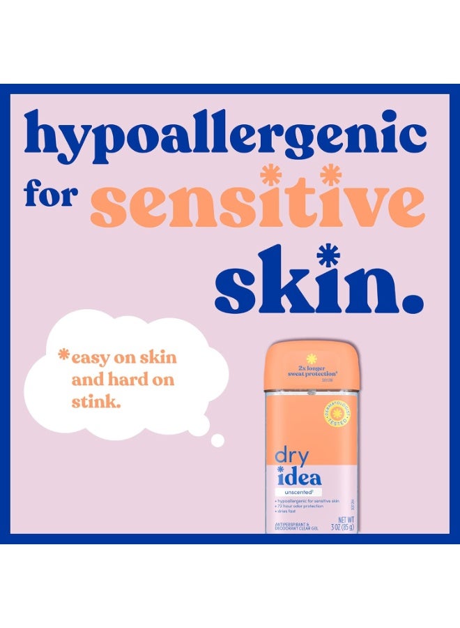 Dry Idea Gel Deodorant & Antiperspirant - Unscented & Hypoallergenic For Sensitive Skin 85 g - Image 3