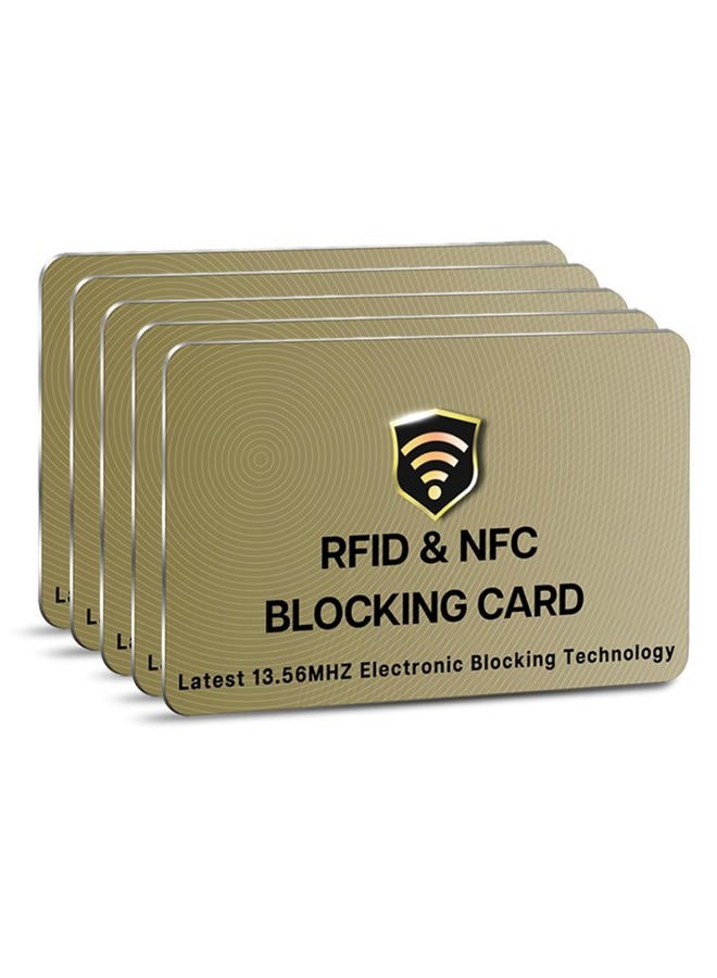SaiTech IT 5 Pack RFID Blocking Card, One Card Protects Entire Wallet Purse for Men & Women, NFC Contactless Bank Debit Credit Card Protector ID ATM Guard – Golden - Image 1