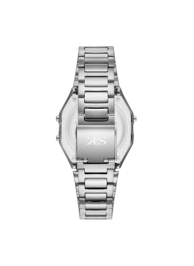 KENNETH SCOTT Men's Digital Display Watch With Silver Stainless Steel Strap - K25206-SBSB  - Image 3