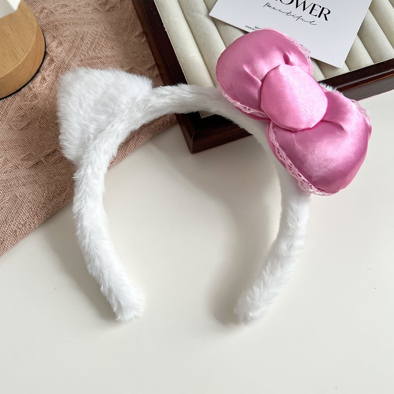 Generic Canyi Special Face Wash for Women 2024 New Autumn and Winter Headband Headband Cute Cartoon Plush Bear Kt Cat Headband G1131-1 bow white headband