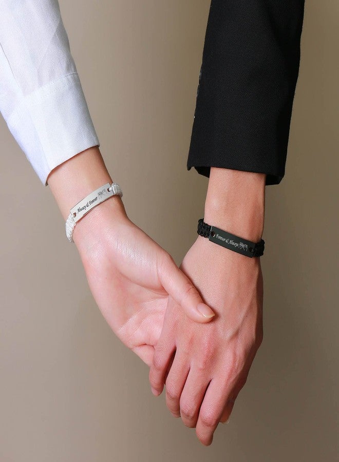 VNOX 2 Pcs Couple Friendship Bracelet for Him and Her Matching Relationship Promise Distance Yinyang Handmade Braided Rope Bracelets Set for Couples - Image 4