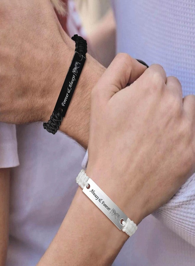 VNOX 2 Pcs Couple Friendship Bracelet for Him and Her Matching Relationship Promise Distance Yinyang Handmade Braided Rope Bracelets Set for Couples - Image 3