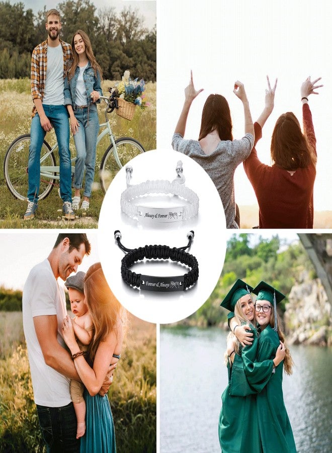 VNOX 2 Pcs Couple Friendship Bracelet for Him and Her Matching Relationship Promise Distance Yinyang Handmade Braided Rope Bracelets Set for Couples - Image 2